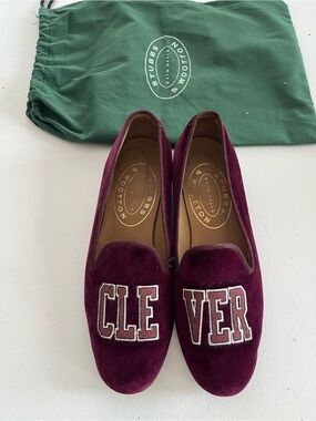 Stubbs & Wootton Burgundy Velvet 'CLEVER' Slip-On slipper